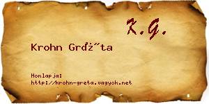 Krohn Gréta névjegykártya
